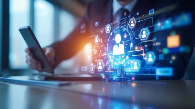 E learning technology concept. Online education, webinar, online courses. AI machine learning enhance personalized learning. Digital training employee, compliance, customer, partner. Doodle symbols