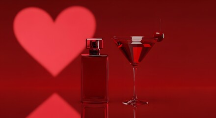 Red Romance Perfume, Cocktail, and Heart