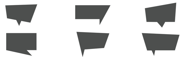 Collection of dark gray speech bubble shapes for messages and comments