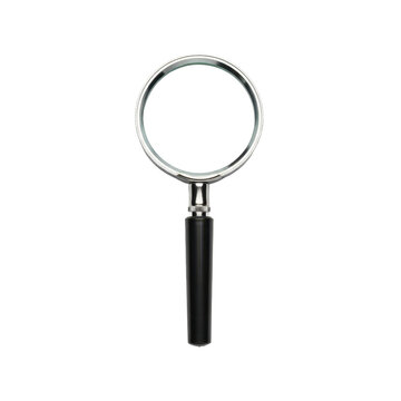 A magnifying glass with a black handle isolated on transparent background