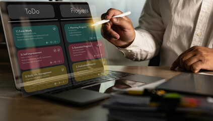 Project management kanban concept digital to-do progress tracking ,manager organize workflow, deadlines, workflow, visual organisation tools