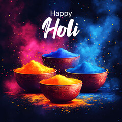 Vibrant holi celebration with colorful powders