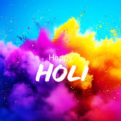 Vibrant holi celebration with colorful powder explosion