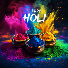Vibrant holi celebration with colorful powders