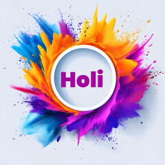 Vibrant holi celebration logo with colorful splashes