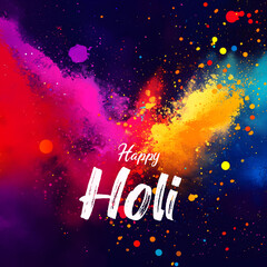 Vibrant holi celebration with colorful powder explosion