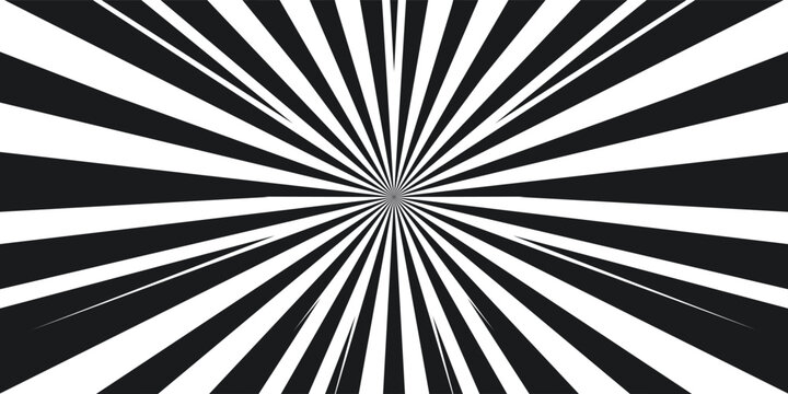 Manga speed burst frame. Radial anime speed lines. Crash zoom effect for comic book. Radial lines overlay template. Manga brust frame. Cartoon boom effect. Vector illustration on white background.