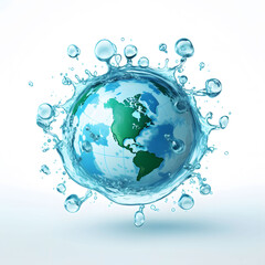 Globe of earth surrounded by water droplets