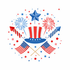 Obraz premium Patriotic festive illustration celebrating independence day of the United States