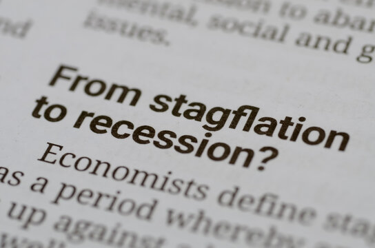 a newspaper headline reading From stagflation to recession? discussing critical shifts in economic conditions and cycles
