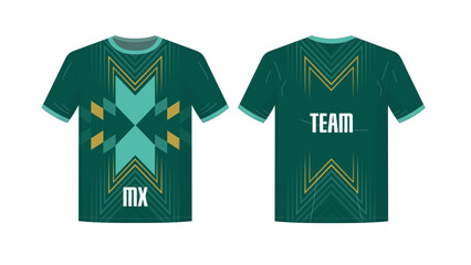 Customizable Teal and Gold Geometric Esports Team Jersey © Estefano Navarro