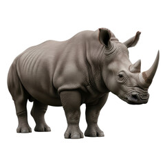 Obraz premium A large gray rhinoceros standing isolated on transparent background