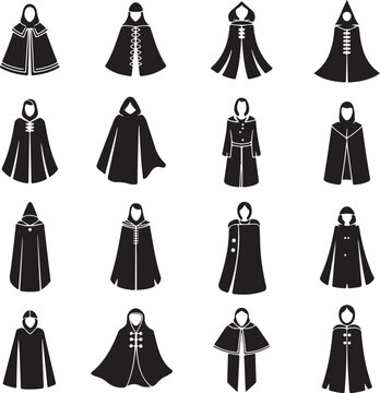 cloak character design pack cloak and robe silhouette templates