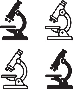 lab microscope multiple style collection icon set silhouette vector. doctor day silhouette medical symbols for healthcare vector illustration