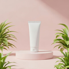White Skincare Tube with Tropical Plants