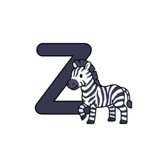 Fototapeta premium Vector Animal Alphabet Cartoon Zebra Illustration