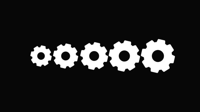White gear turning on black background mechanical cogs animation technology concept gears