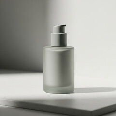 Frosted Green Pump Bottle with Dramatic Shadows Display