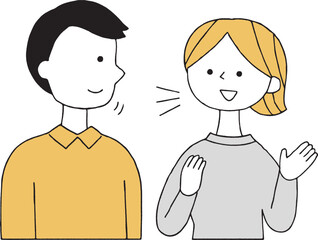 Fototapeta premium 会話をする夫婦単色