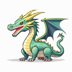 Obraz premium Pixel Art Dragon Fantasy Game Asset