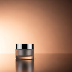 Luxury Frosted Cosmetic Jar Mockup with Black Lid Glow