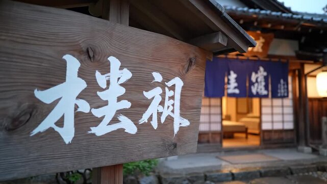 Traditional Japanese Ryokan Entrance - A Glimpse into Serene Hospitality and Cultural Heritage.
