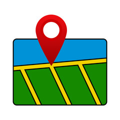 Location map with street roads, pin gps, navigation