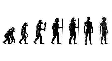 Human Evolution Silhouette Series From Ape To Modern Man.