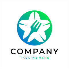 Fototapeta premium A logo combining a fork and a star. This logo is perfect for a food business.