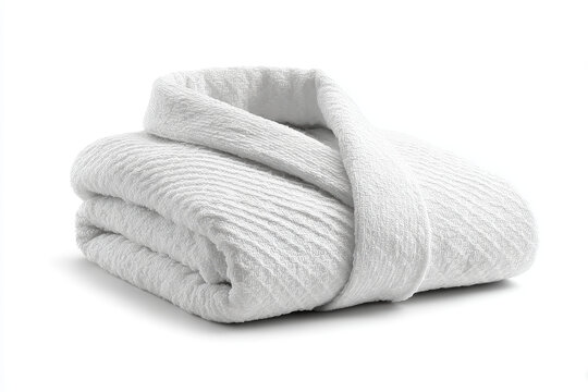 White bathrobe towel fabric cotton folded soft clean spa hotel hygiene folded white cotton bathrobe on white background soft fabric comfort