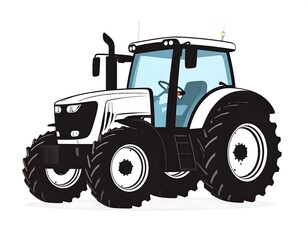 Obraz premium Black and white tractor illustration on a white background for agriculture