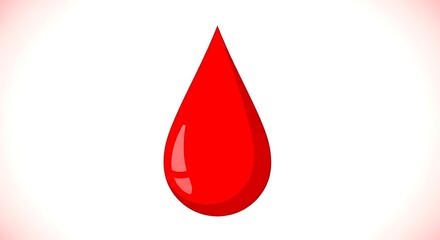 Obraz premium A vibrant, glossy red teardrop-shaped icon against a white, subtly lit background