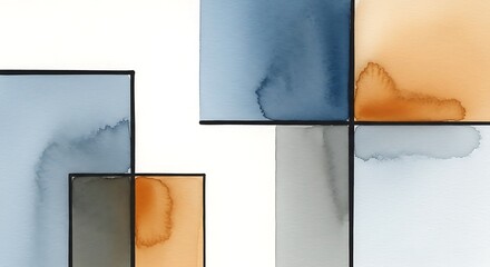 Geometric Watercolor Blocks Abstract Modern Art Background