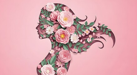 Floral Woman Profile &ndash; Women&rsquo;s Day Artistic Poster