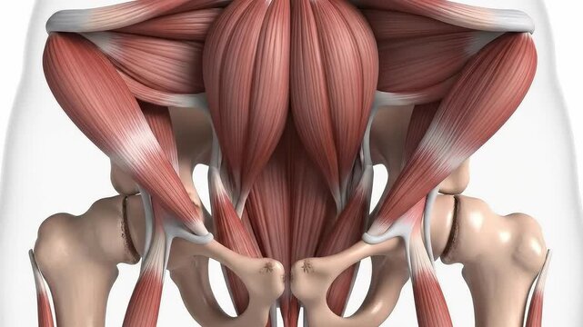 Detailed Anatomical Illustration of Human Pelvic Muscles and Bones
