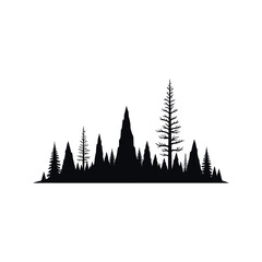 Obraz premium Pine forest silhouette illustration black trees on white background.