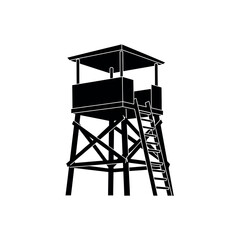 Silhouette of a lifeguard tower on a white background.