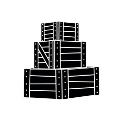 Stack of Wooden Crates Silhouette Illustration.