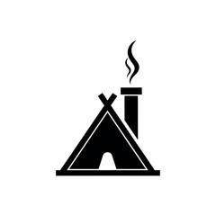 Teepee with Smoking Chimney Icon.