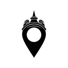 Thai Temple Location Pin Logo Design.