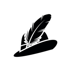 Traditional Bavarian hat with feather illustration.