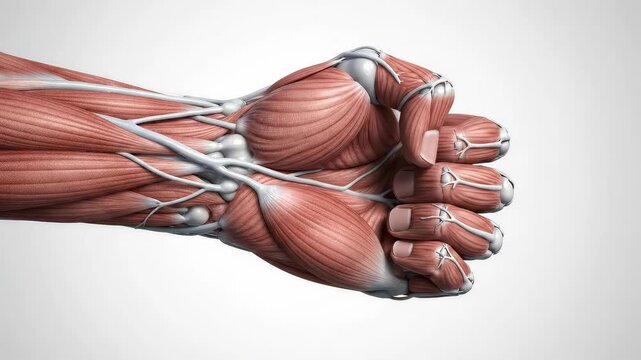Detailed Anatomical Illustration of Human Arm Musculature and Tendons