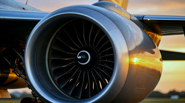 Jet Engine Nacelle Macro Sunset Light, Aerospace Engineering