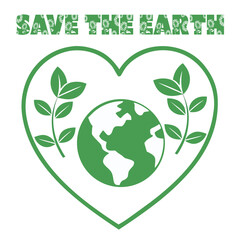 Save the Earth earth with Green Planet and Leaves
