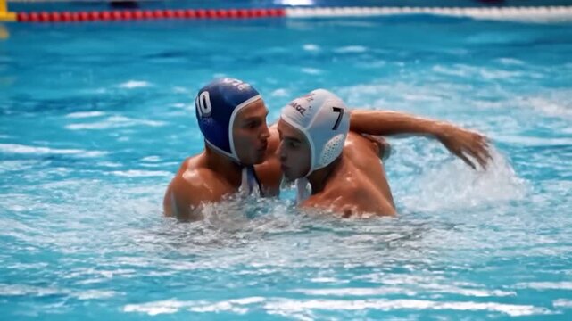 Water Polo Players Competing in a Heated Match.