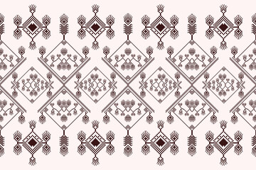 Geometric floral border Ethnic pixel embroidery pattern.