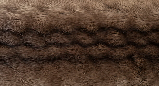 Natural Brown Fur Texture Background, Soft Animal Hair Surface Macro with Wavy Pattern