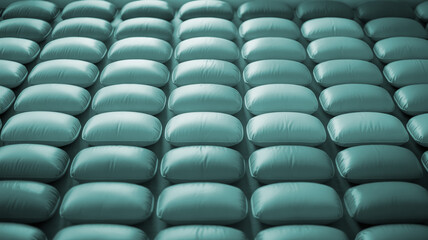 Obraz premium Teal cushions arranged in grid pattern for modern furniture design