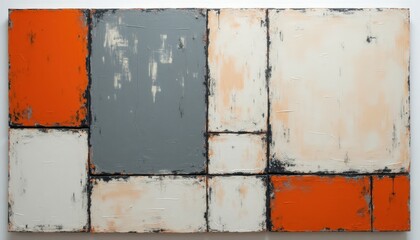 Abstract Geometric Composition Red Gray White Rectangles Textured Surface Modern Art Textured Background Matte Finish