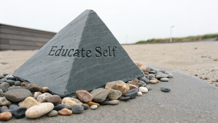 Inspirational Stone Pyramid for Self-Education and Personal Growth